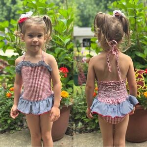 StellyBelly | Red white and Blue Halter One Piece Bodysuit | Size 4T